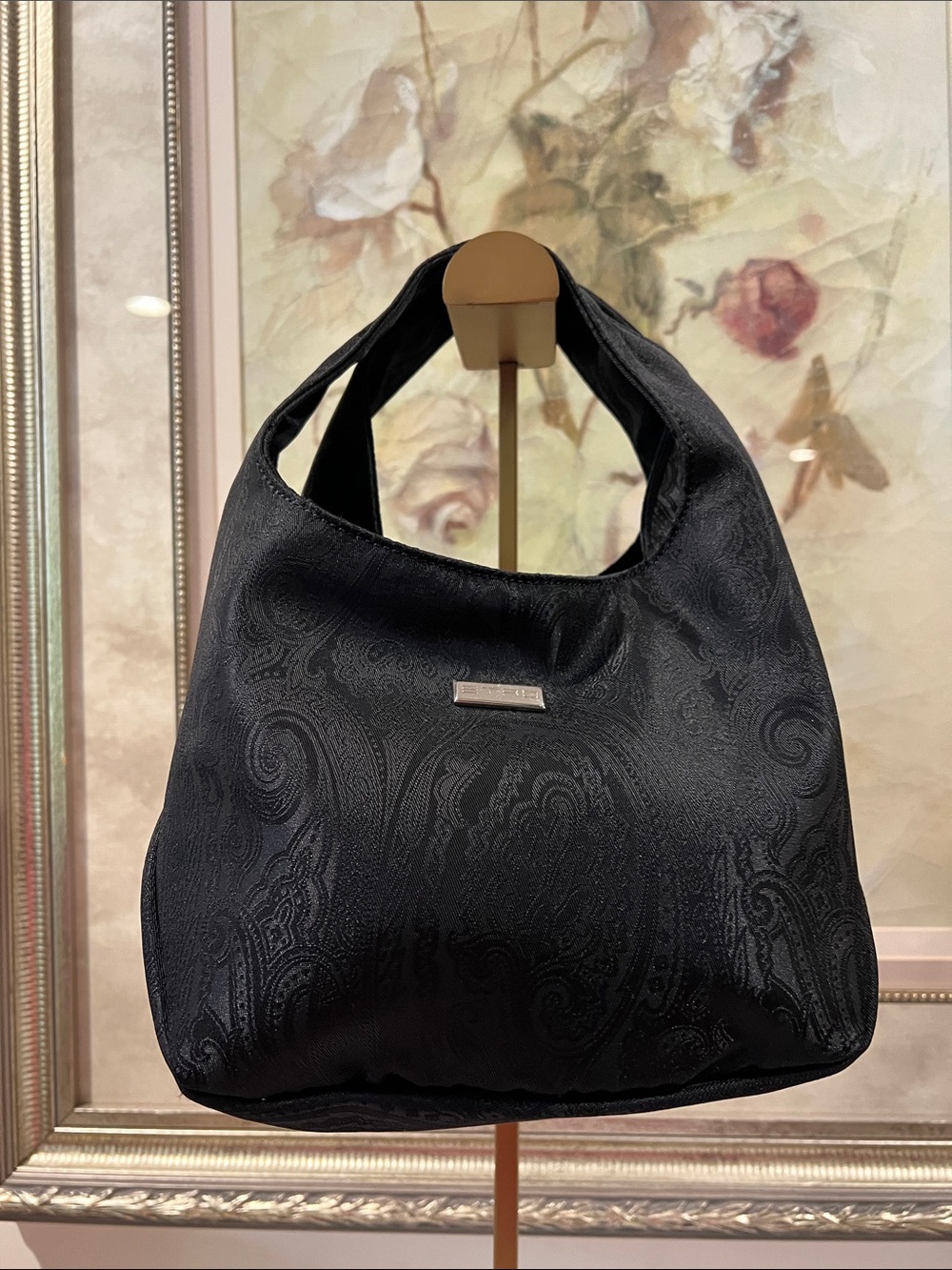 Etro Black Paisley Jacquard Shoulder Bag